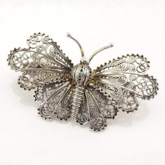 Art Deco Sterling Silver Brooch Filigree