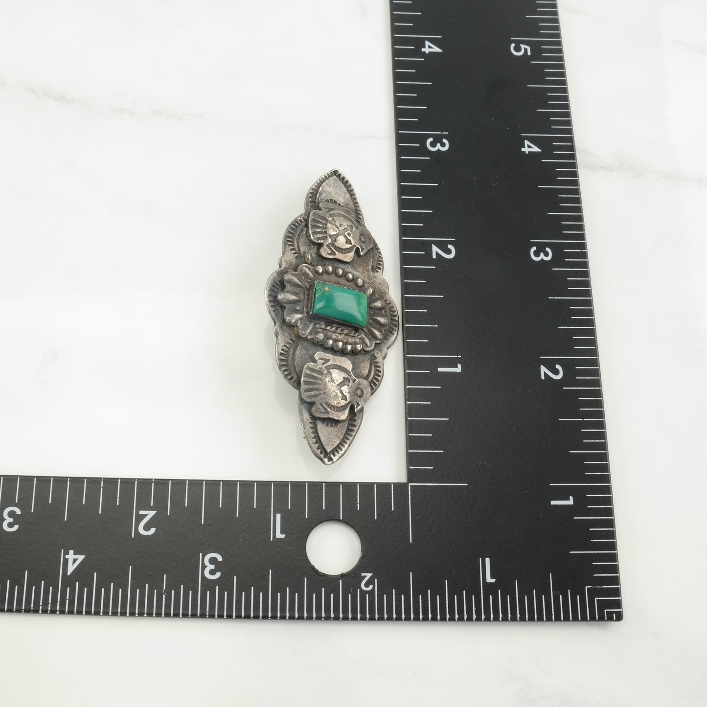 Native American Turquoise Sterling Silver Brooch Stamped, Bird