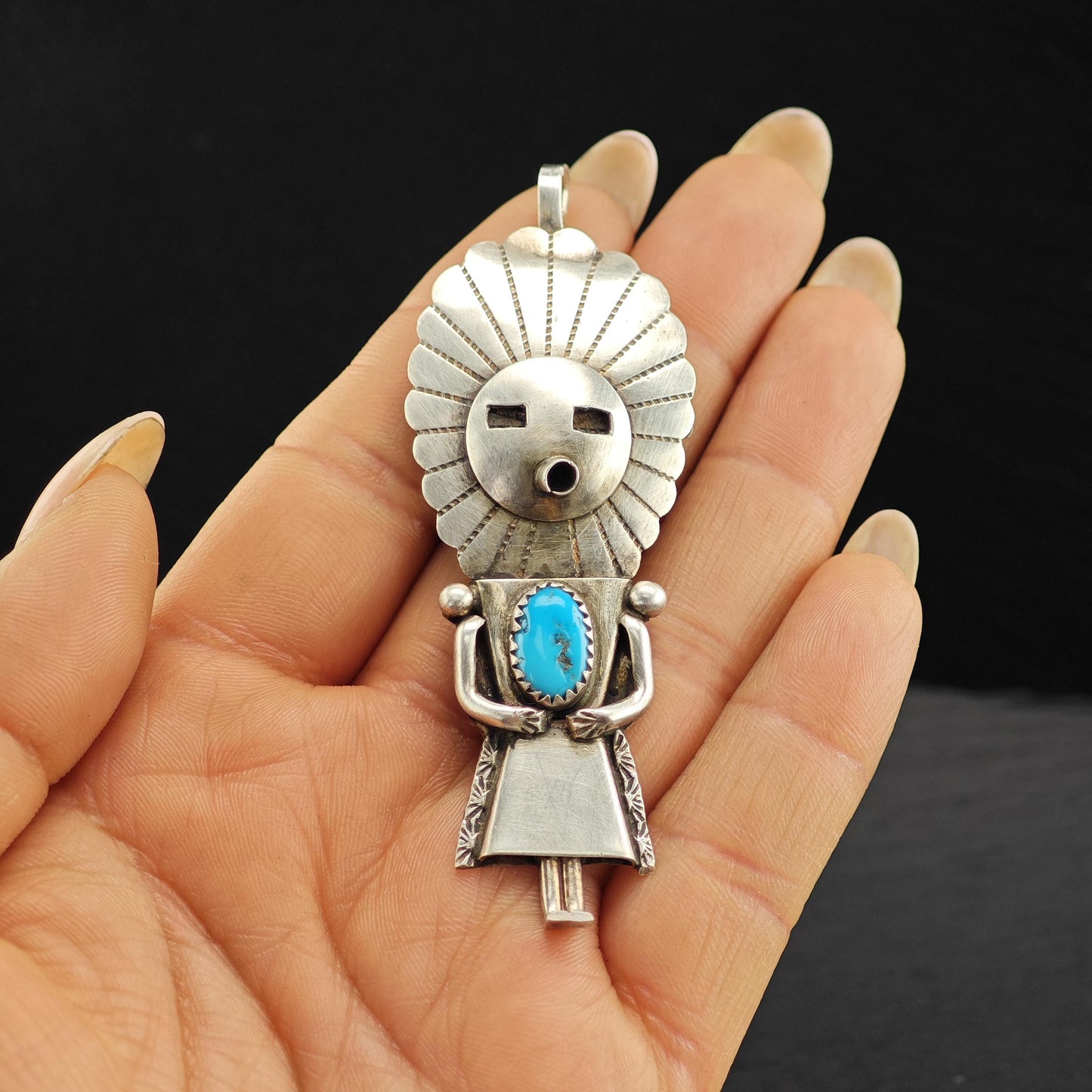 Navajo, Native American Kachina Pendant/Brooch Sterling Silver