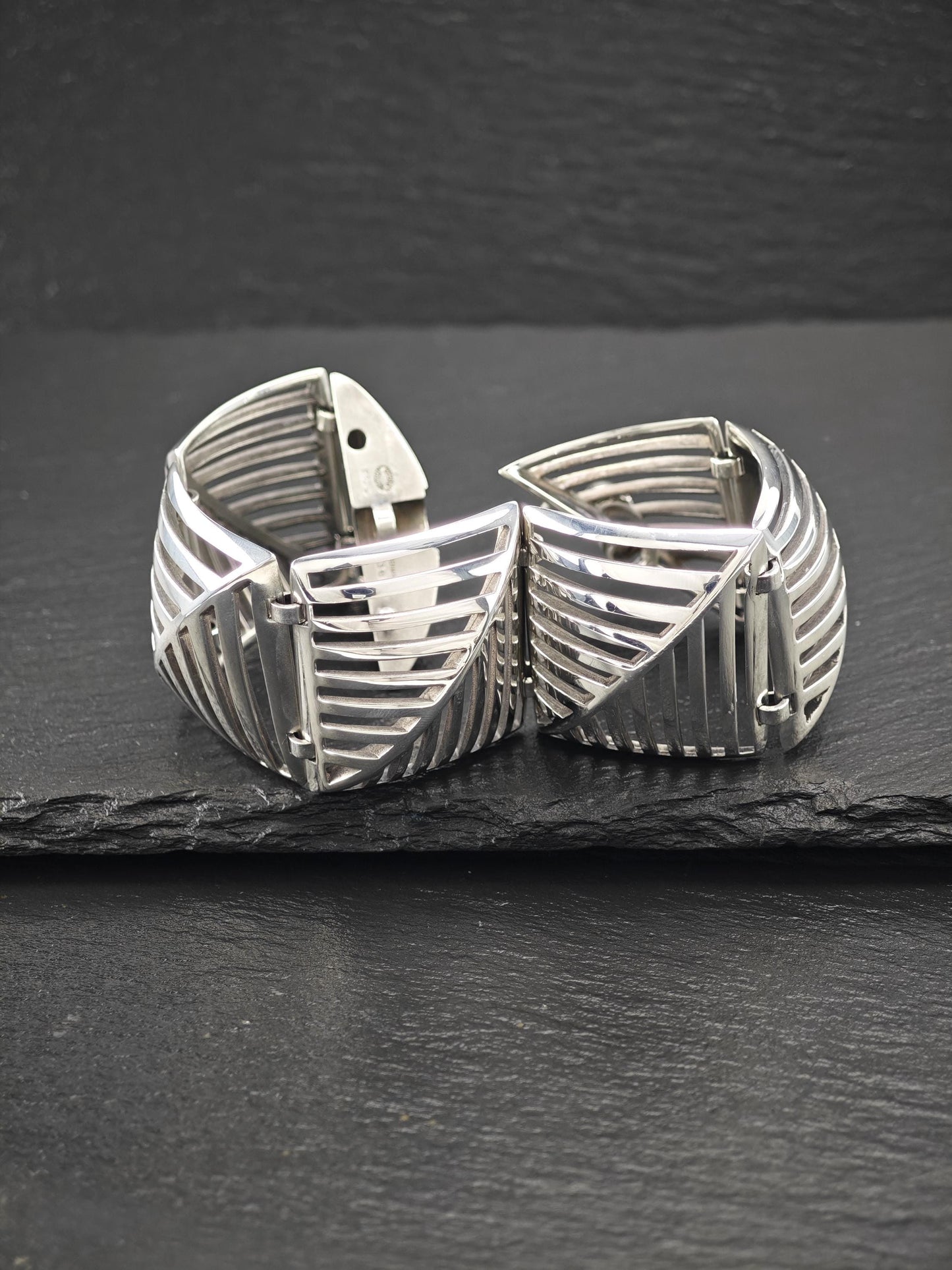 Georg Jensen 389 Grates Abstract Modernist Link Bracelet Sterling Silver