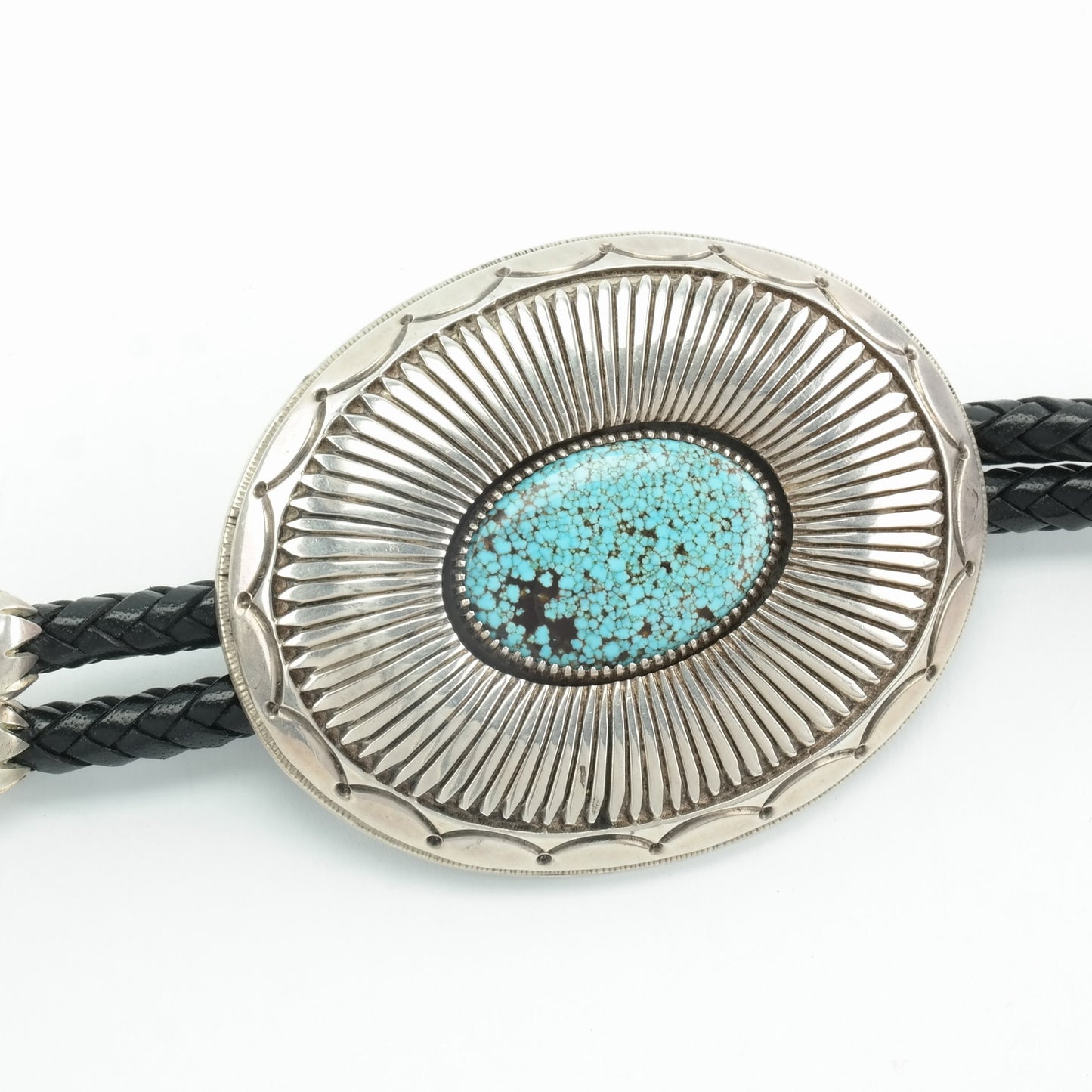 Sterling Silver Blue Turquoise Spiderweb, Indian Mountain Bolo Tie Necklace