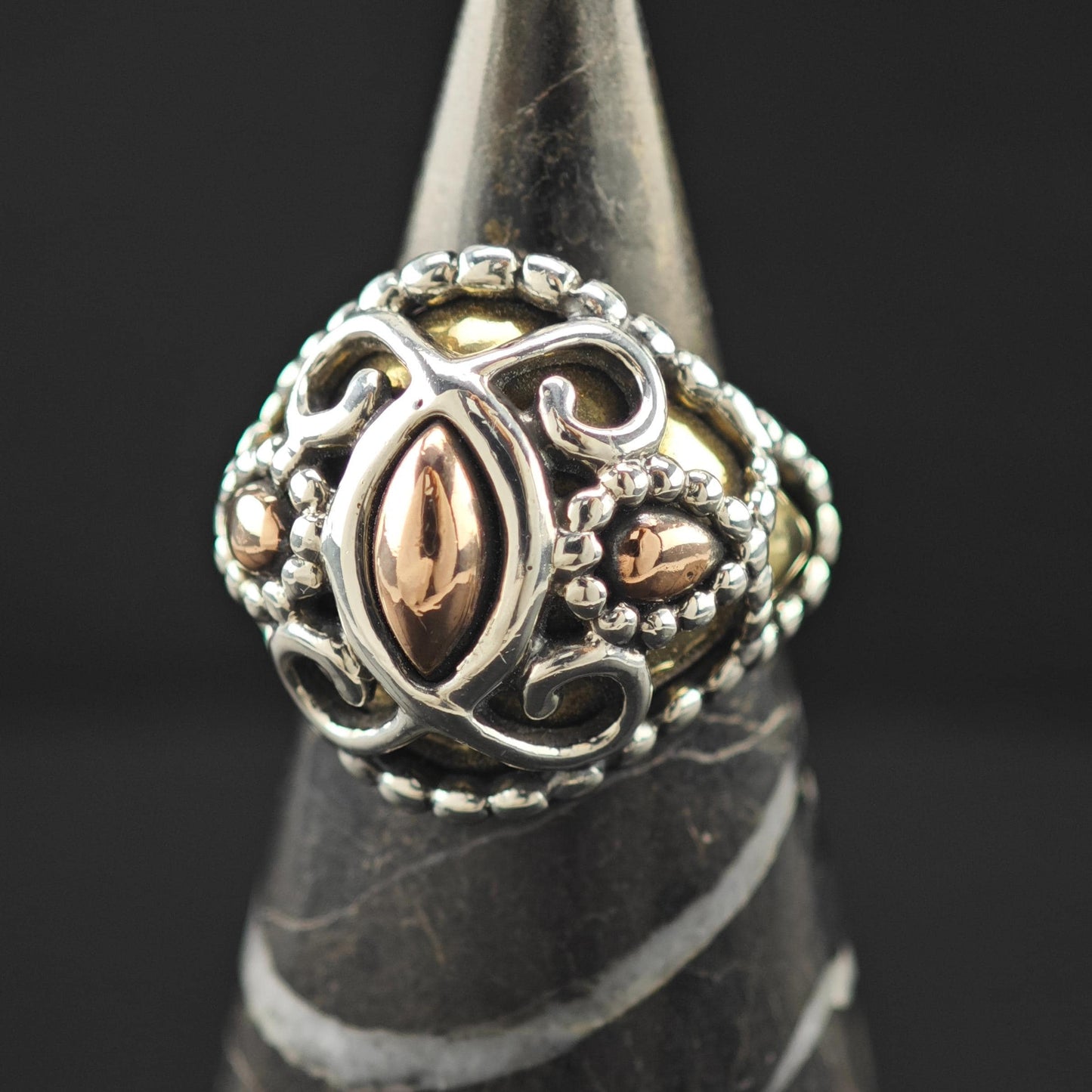 Carolyn Pollack Brass Copper Dome Ring Sterling Silver