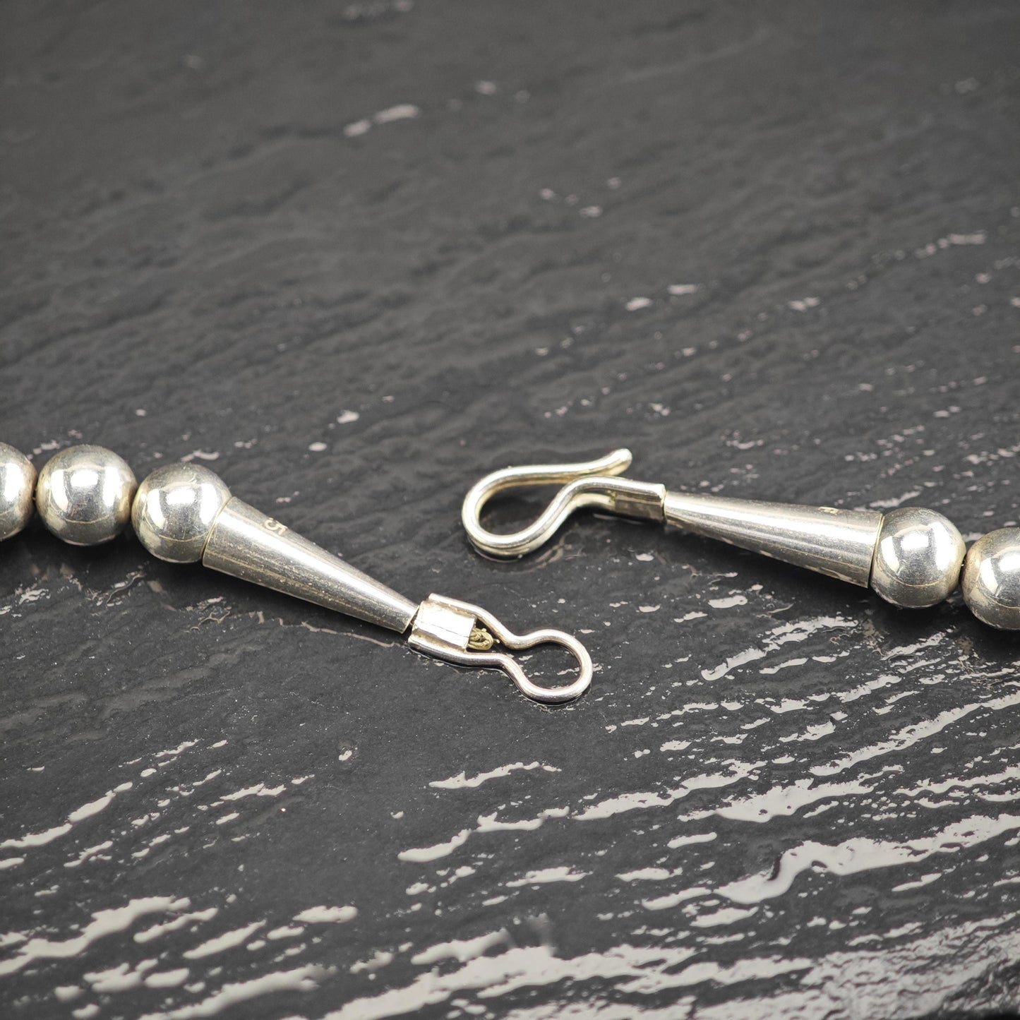 6mm Seamless Beads Sterling Silver Beaded Necklace N2771