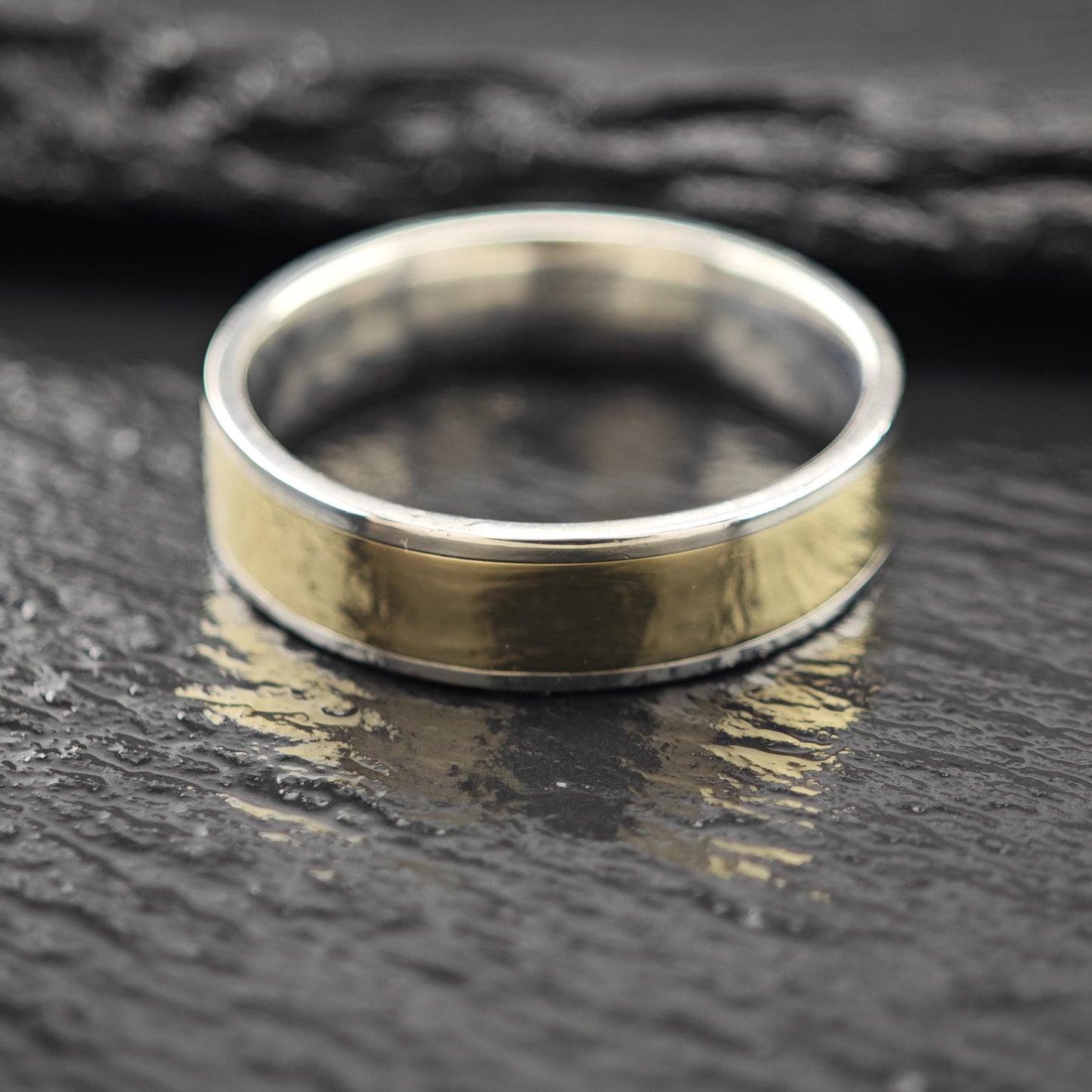 1/9 10KT Gold Accent Band Sterling Silver Sz 12