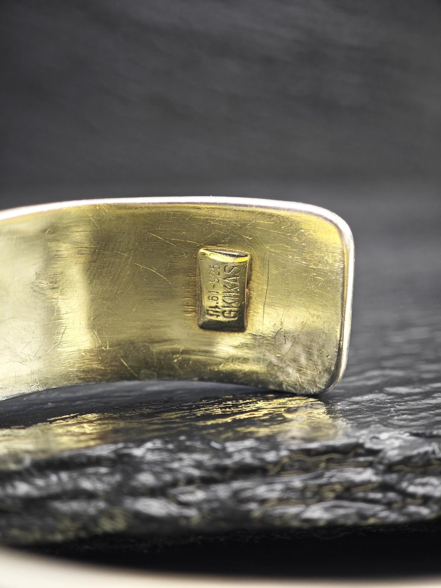 Greece Gkikas Gold Tone, Gilded Cuff Bracelet Sterling Silver