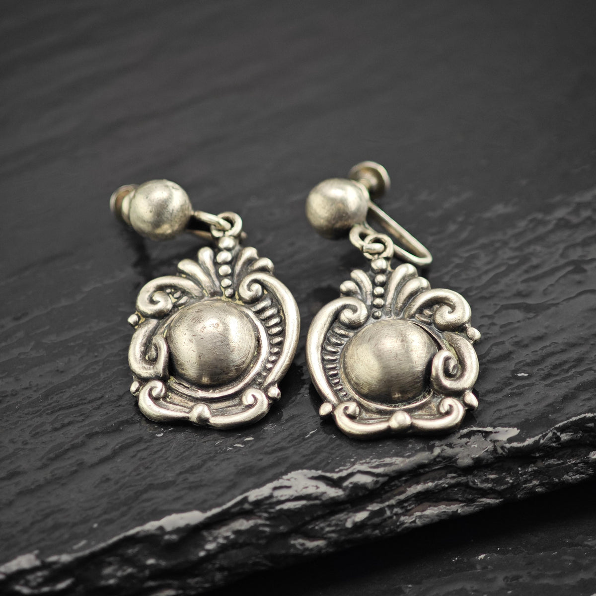 Vintage Margot De Taxco 5270 Screw Back Sterling Silver Earrings ER3240Gra