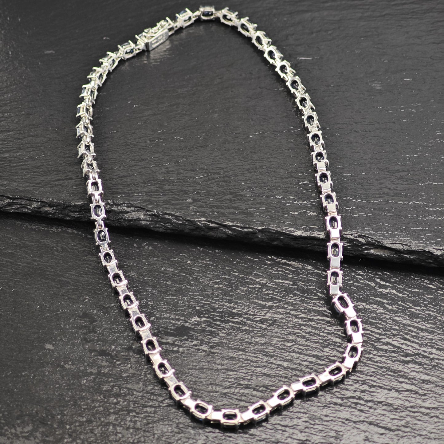 40cttw Dark Sapphire Line Necklace Sterling Silver N2735