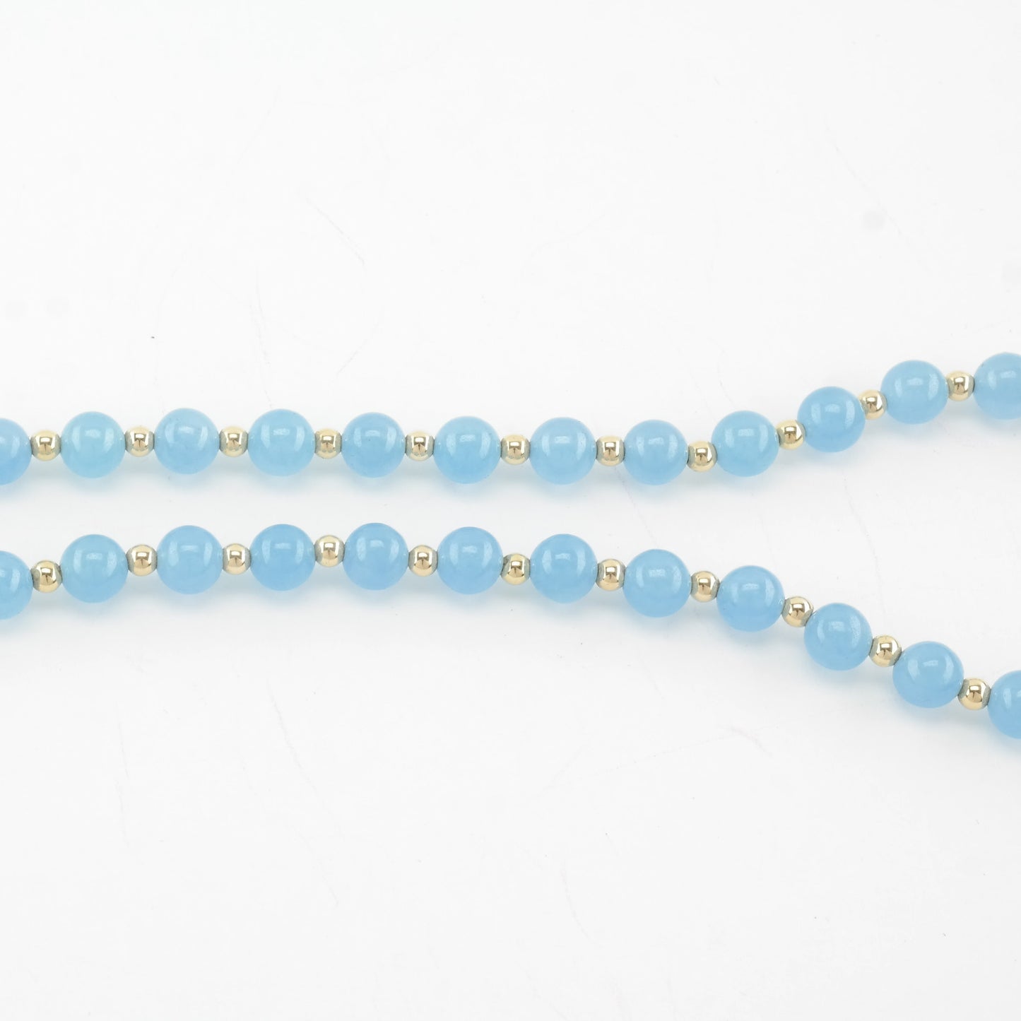 Blue Dyed Quartz, 6mm Bead, 14K Gold Necklace Sterling Silver