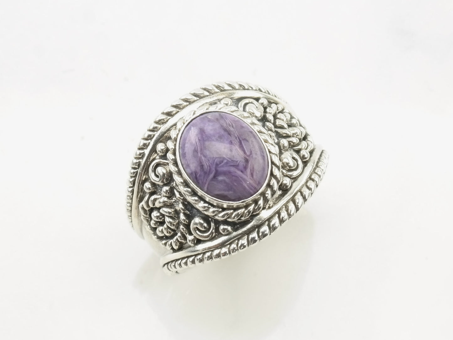 Carolyn Pollack Silver Ring Charoite Sterling Size 8