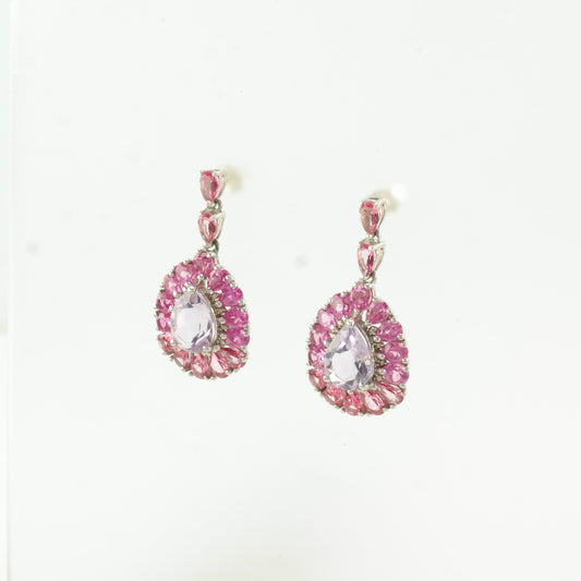 Sterling Silver Pink Lab Sapphire, Created Amethyst Earrings Stud/dangle