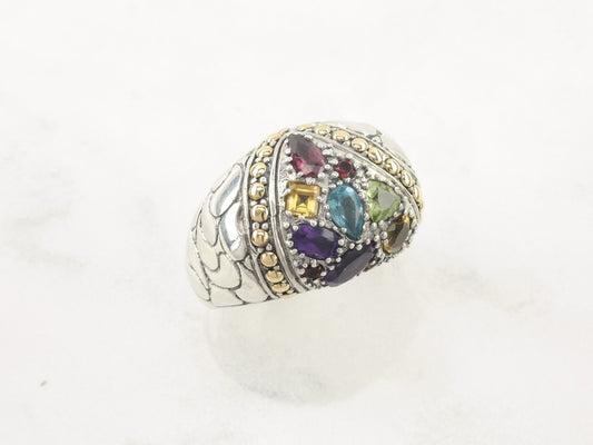 Robert Manse Sterling Silver Ring Gemstone 18K Gold Accent Size 7 3/4