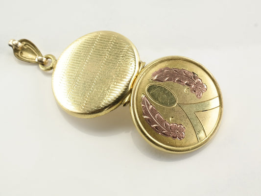 Vintage Floral Locket Gold Fill Pendant
