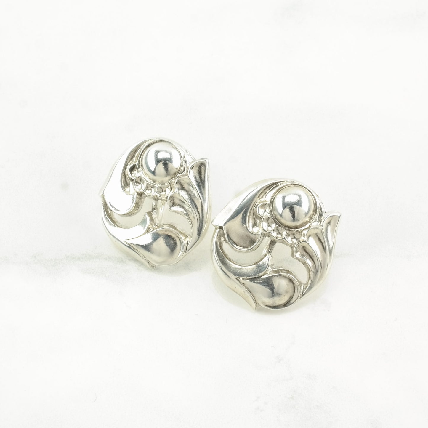 La Paglia Sterling Silver Art Nouveau Style 140 Earrings Screw back