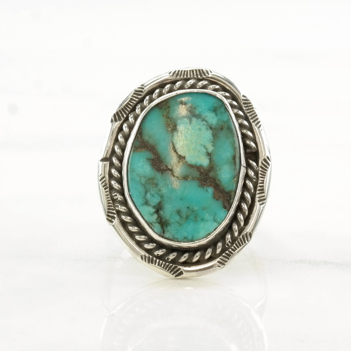 Native American Silver Ring Turquoise Sterling Size 10