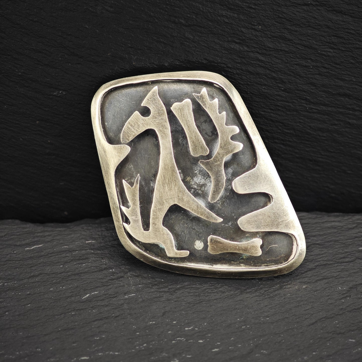 Mexico Abstract, Shadowbox Brooch Pendant Sterling Silver
