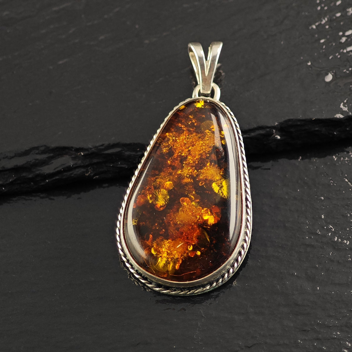 Amber Sterling Silver Pendant P3164