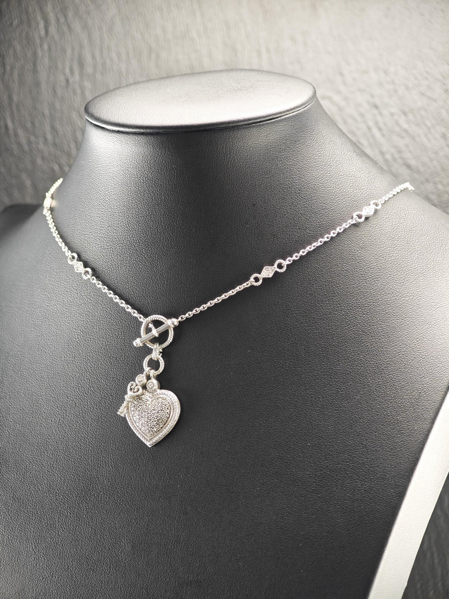 Diamond Heart & Key Necklace Sterling Silver N2490