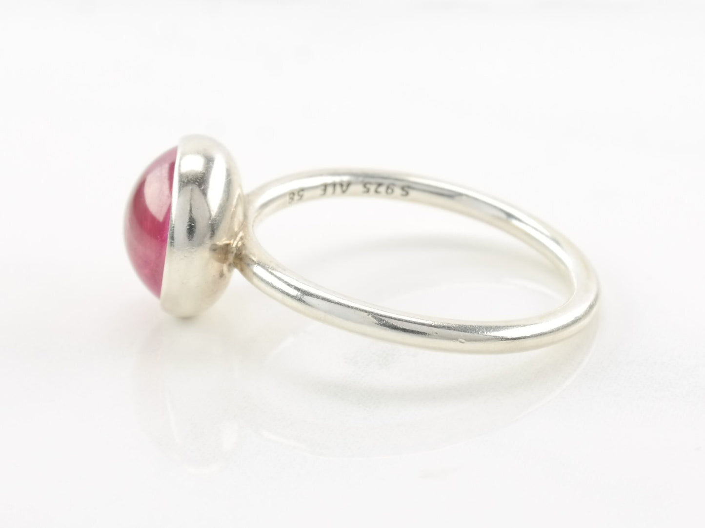Sterling Silver Pandora Ring Poetic Droplet Minimalist Pink Sz8 1/4 R3849