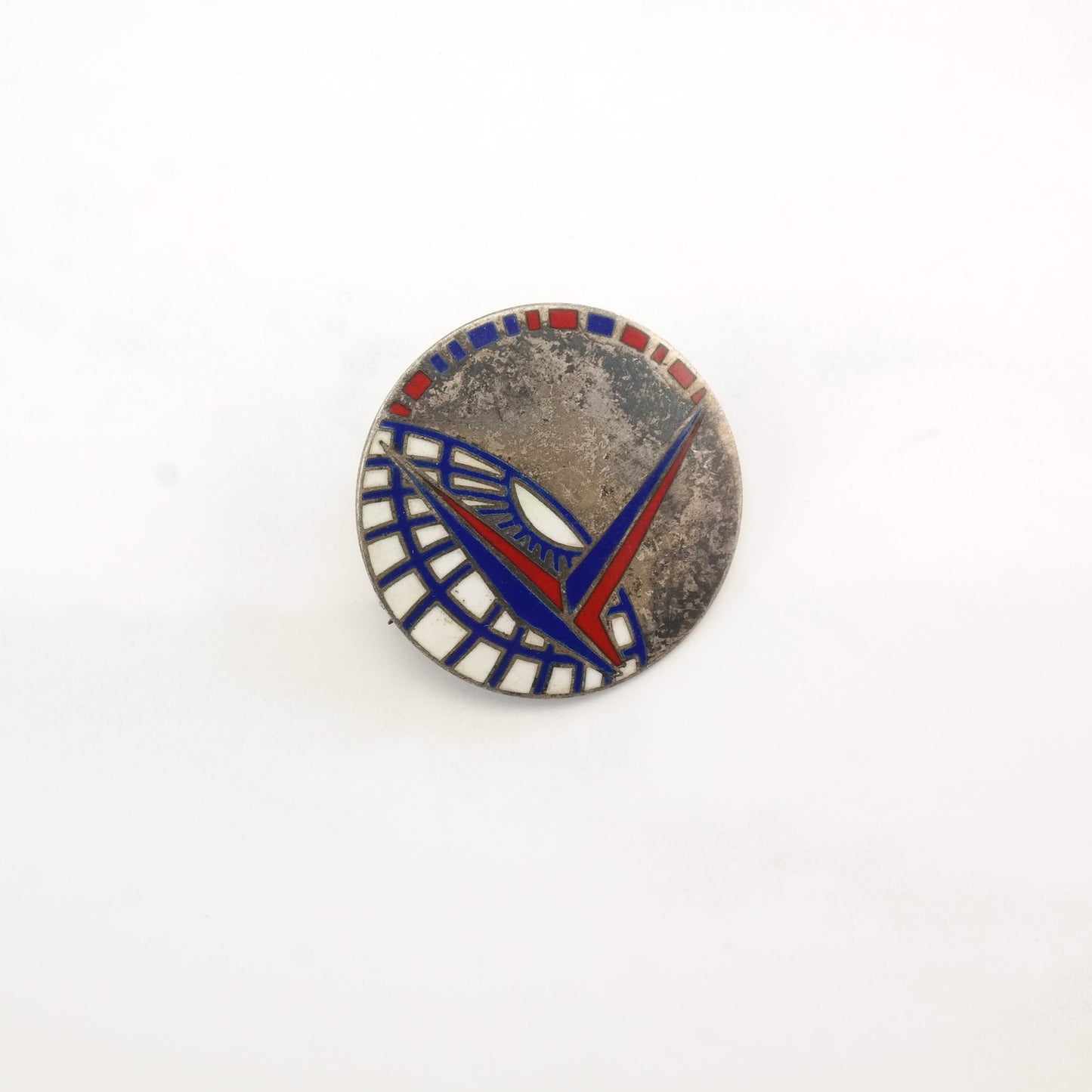 Art Deco Sterling Silver Brooch Inlay Enamel