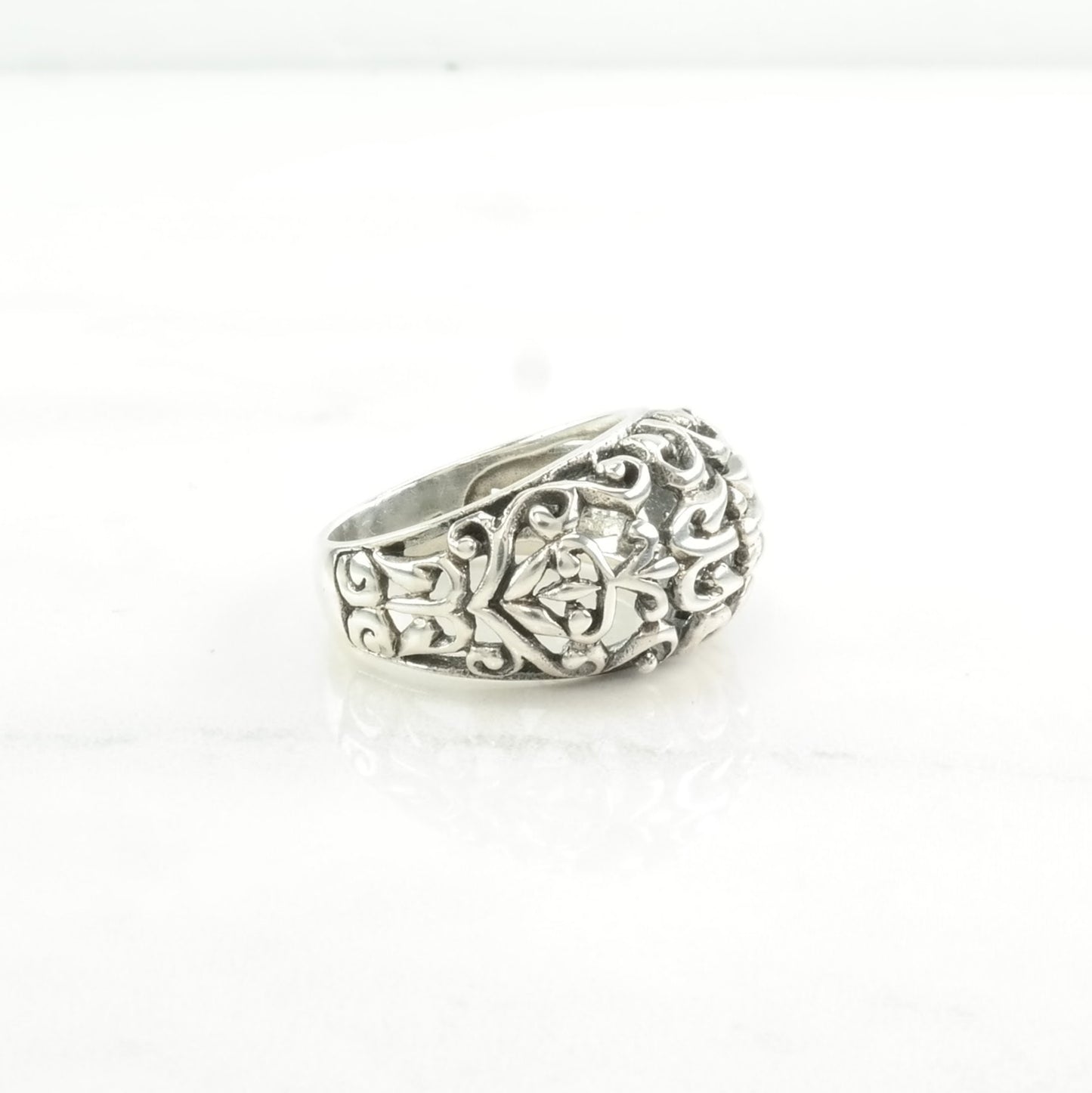 Sterling Silver Ring Filigree Floral Size 8 1/2