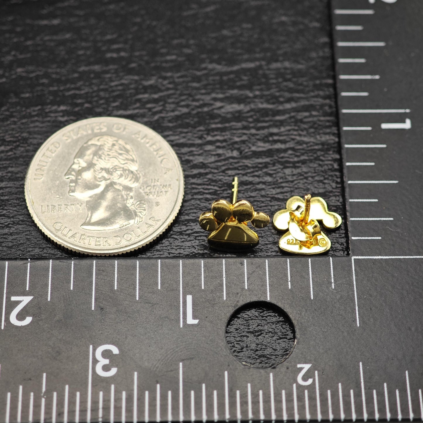 14K Gold Plated Puppy Paw Stud Earrings Sterling Silver