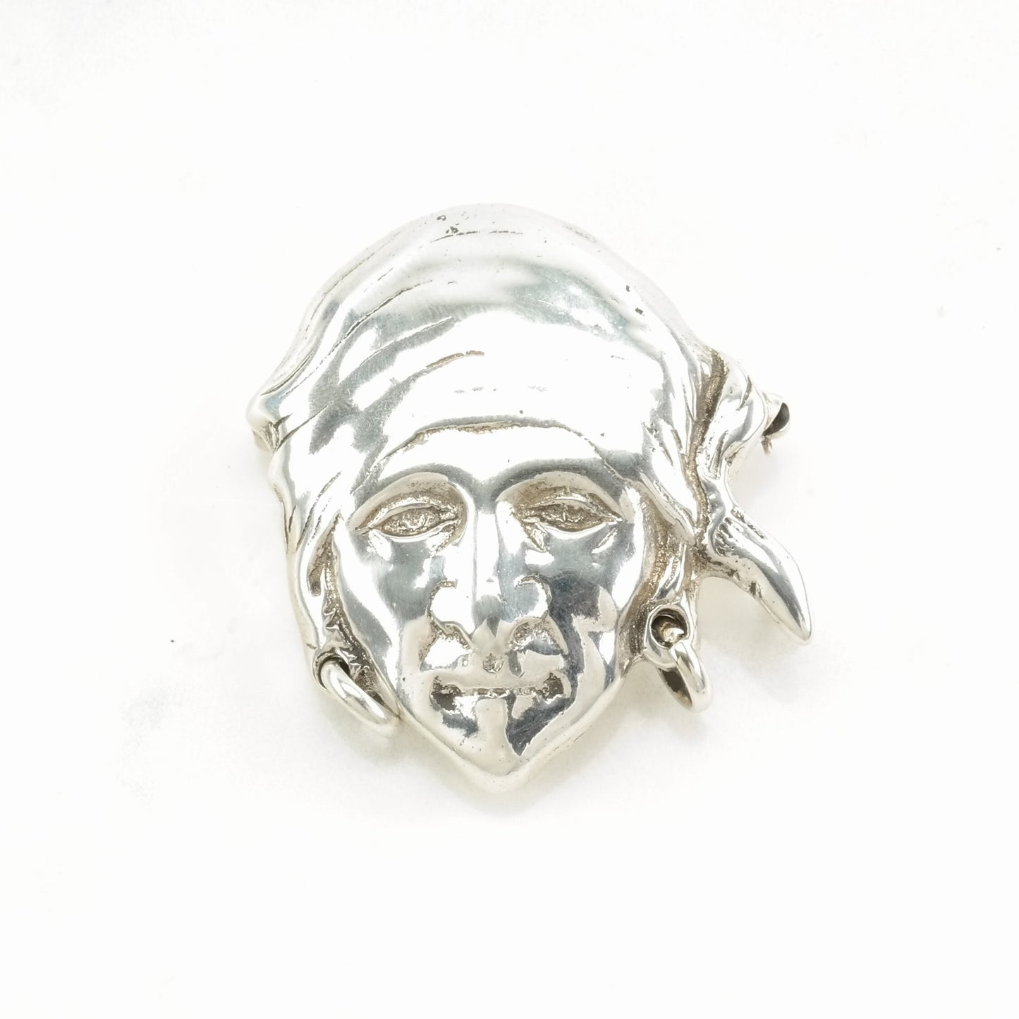 Vintage Brooch Pendant Pirate Portrait Sterling Silver