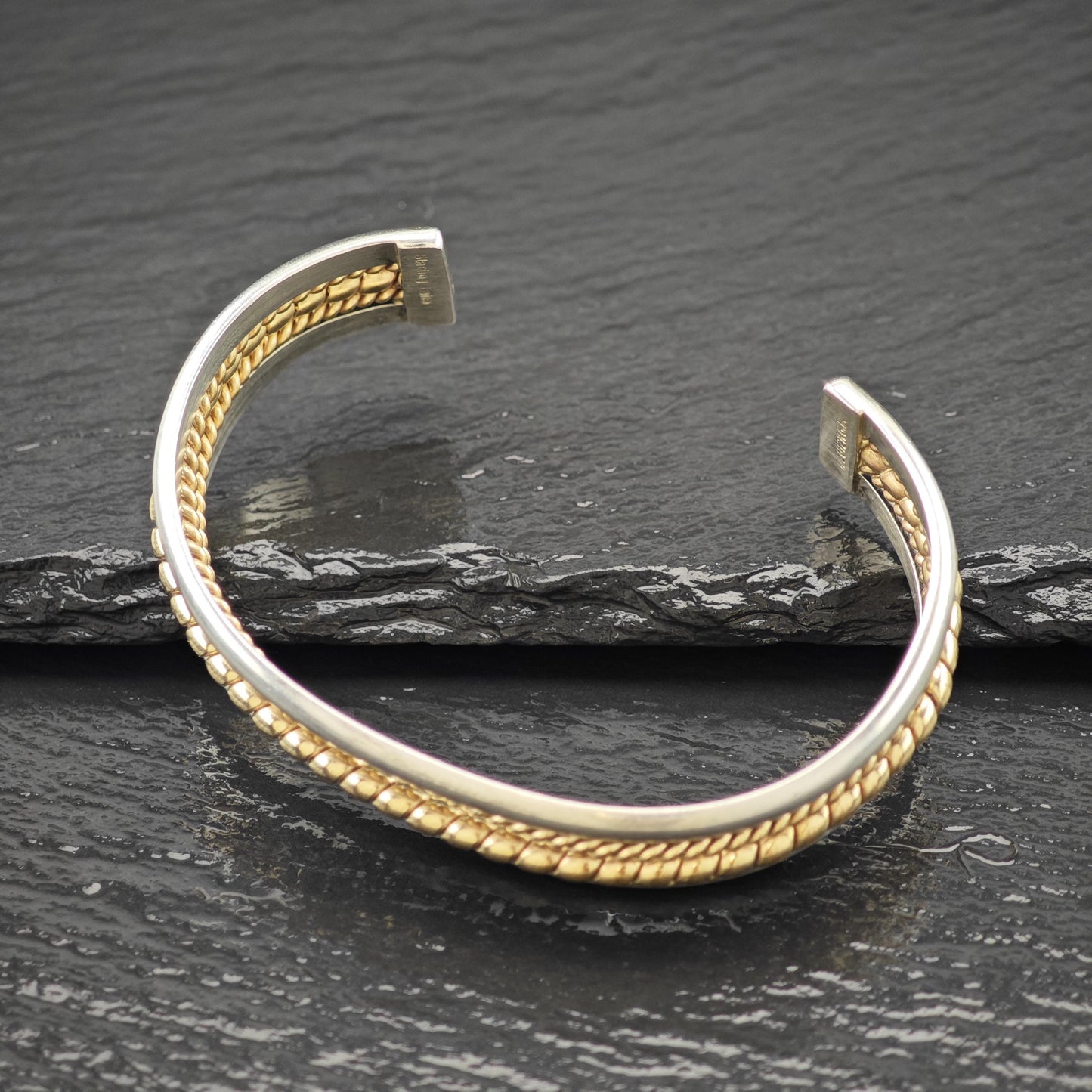 Navajo 12K GF Twisted Wire Cuff Sterling Silver Sz 6" BR3026
