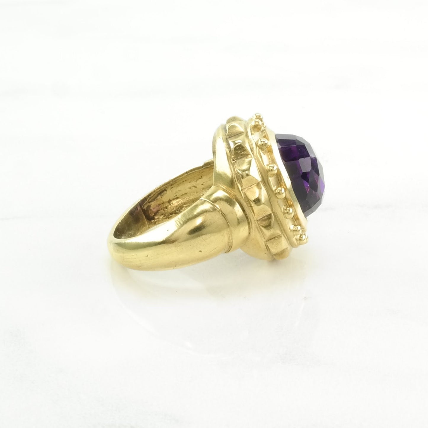 Sevan Silver Ring Amethyst Gold Plated Sterling Purple Size 7 1/4