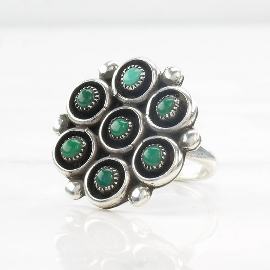 Native American Silver Ring Turquoise Snake Eye Sterling Size 6 1/4