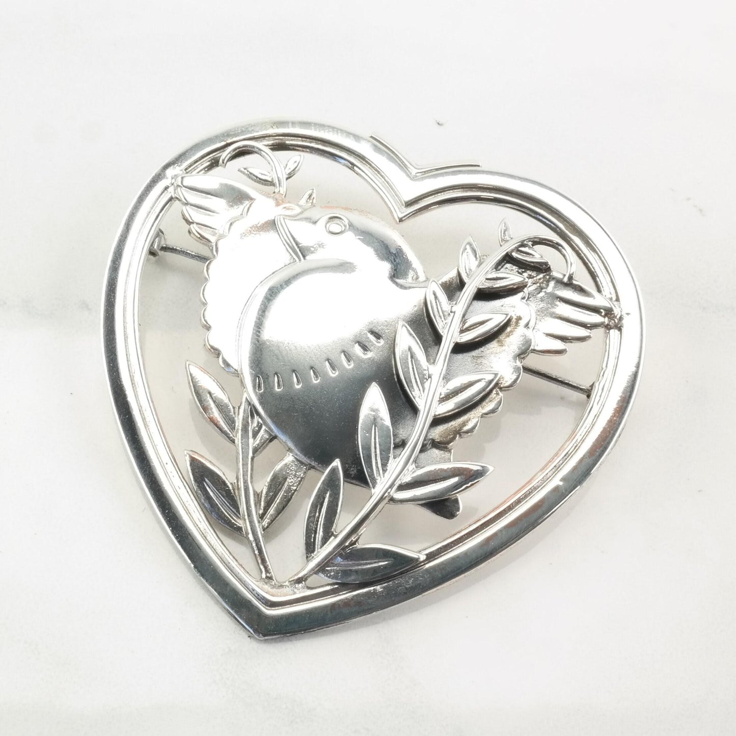 Bird Heart Brooch Sterling Silver Norseland by Coro