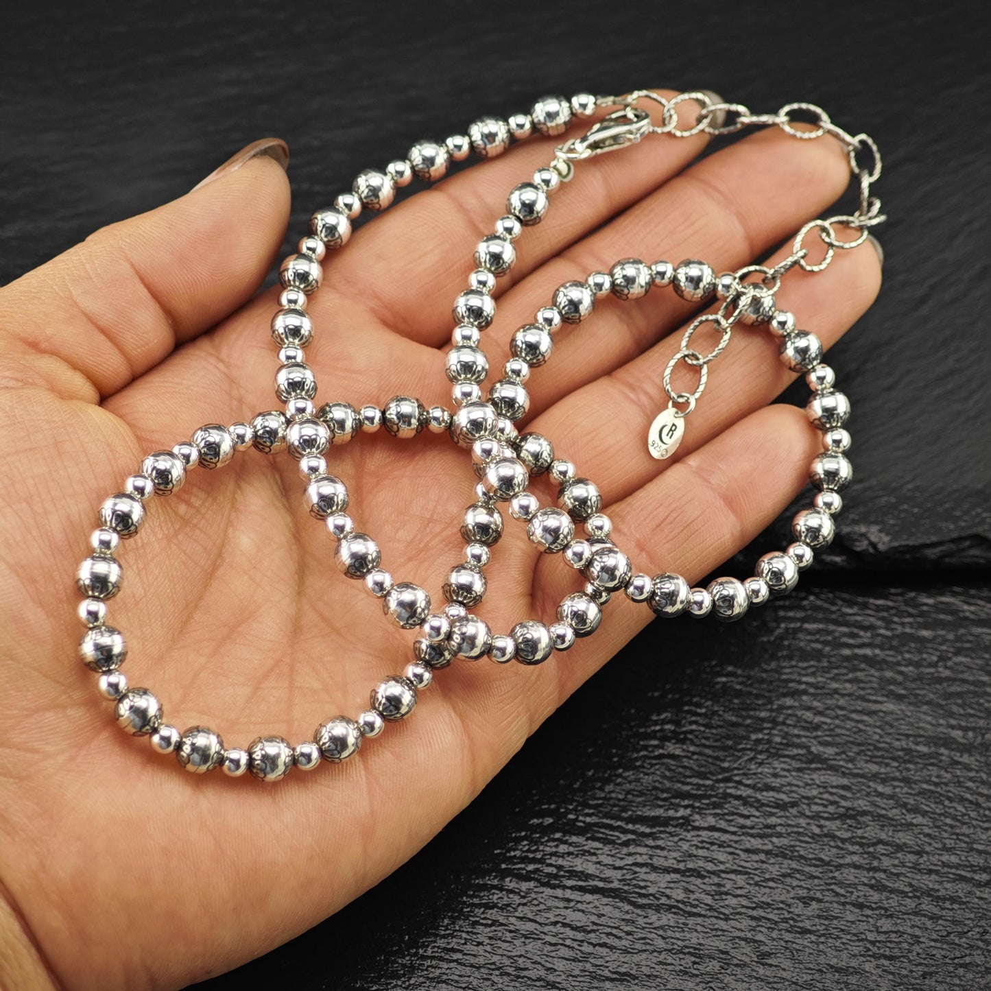 Relios Sterling Silver Pearl 6mm Beads Beaded Necklace