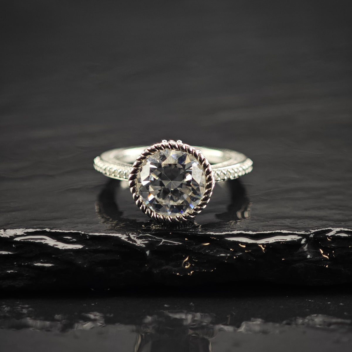 Vintage Judith Ripka DQCZ Sterling Silver Ring Sz 5 R6833
