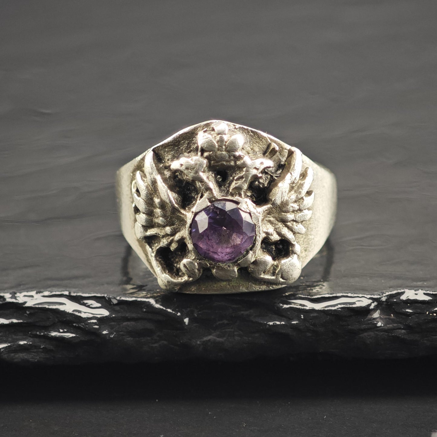 Color Change Corundum Double Eagle Sterling Silver Ring Sz 11 3/4 R6748