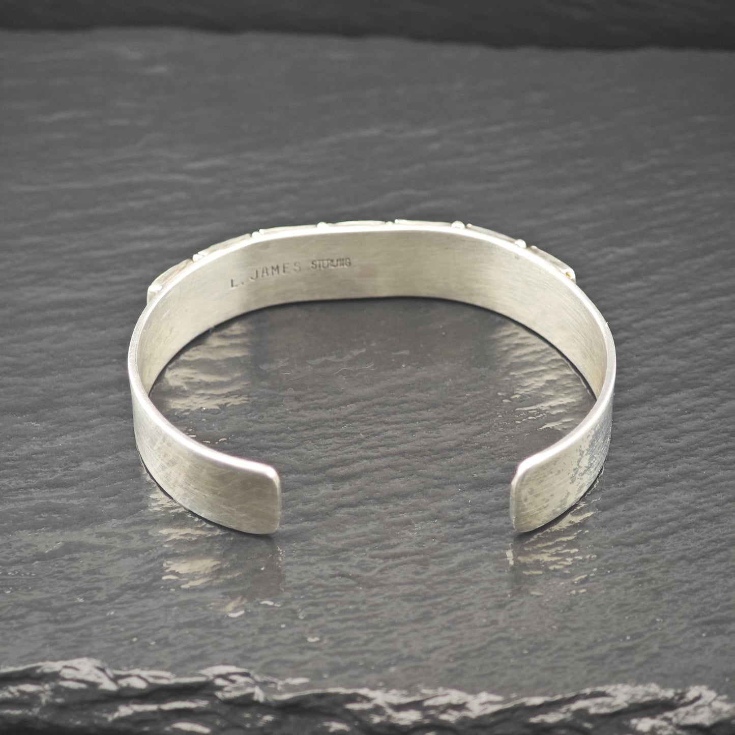 Navajo, Leonard James Lab Opal Cuff Bracelet Sterling Silver