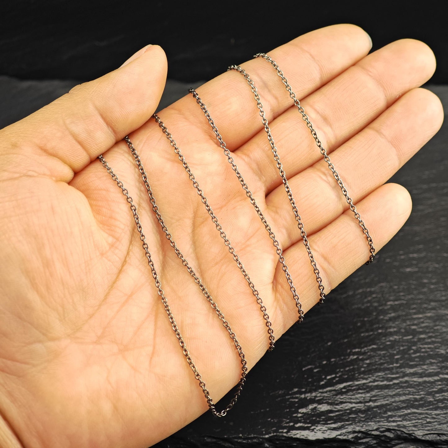 Black Oxidized Link Chain Sterling Silver Necklace N2763