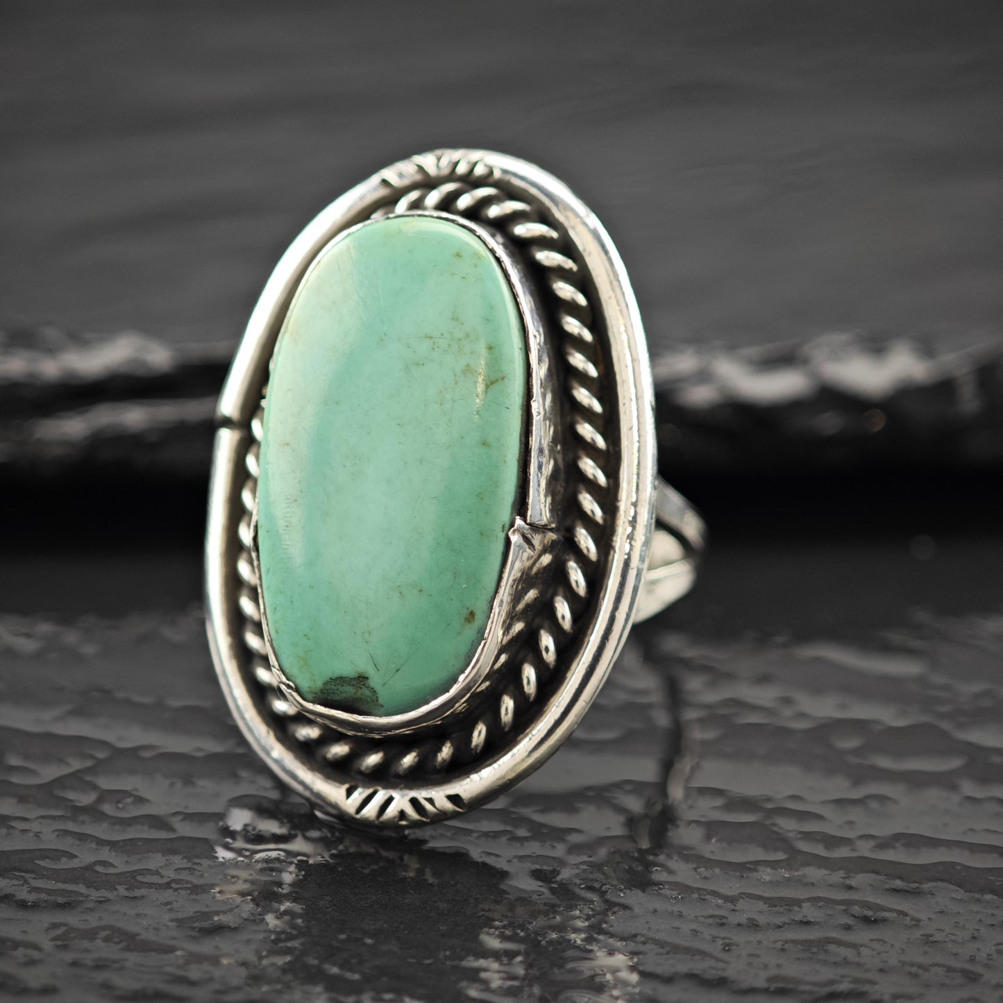 Southwest Turquoise Ring: Sterling Silver Jewelry Size 8 1/4