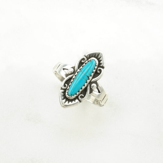 Sterling Silver Ring Turquoise Blue Size 7