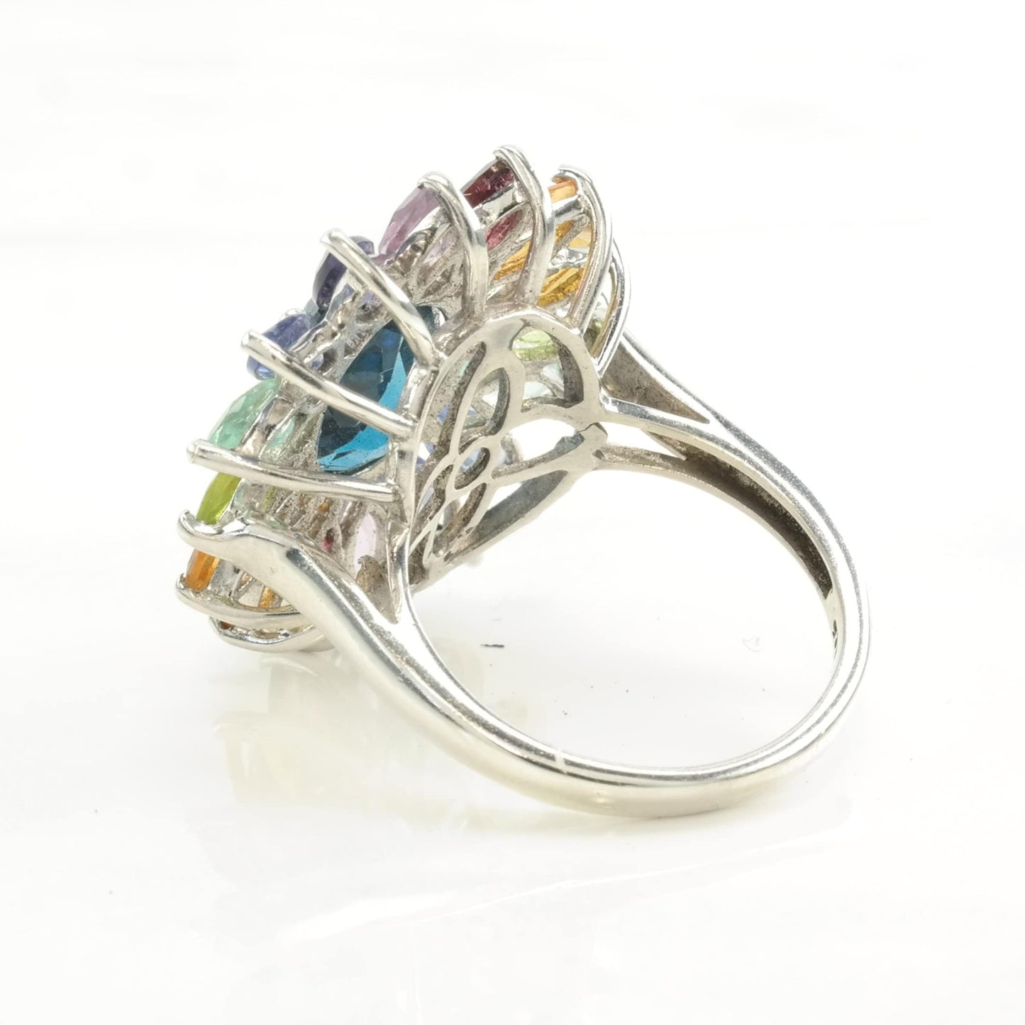 Sterling Silver Ring Topaz Citrine Garnet Tanzanite Flower Size 7