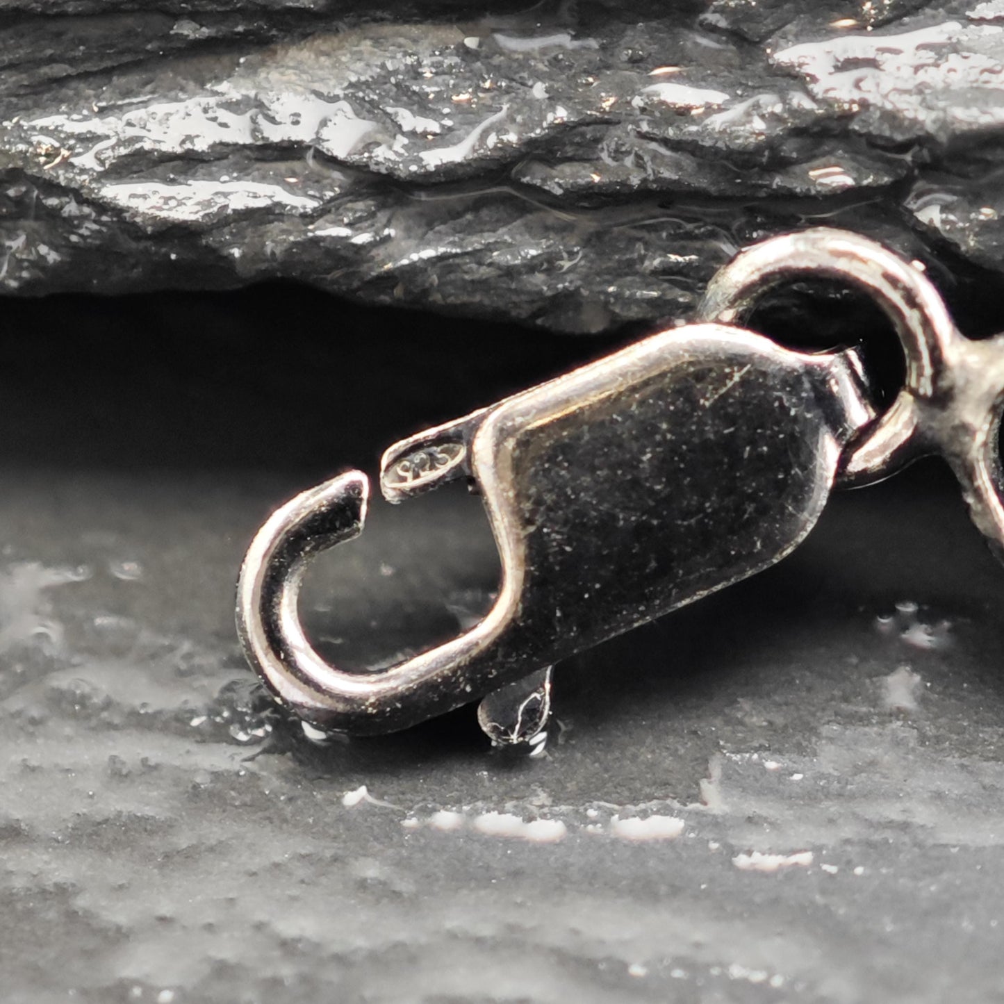 Black Oxidized Oval Chain Sterling Silver Necklace N2762