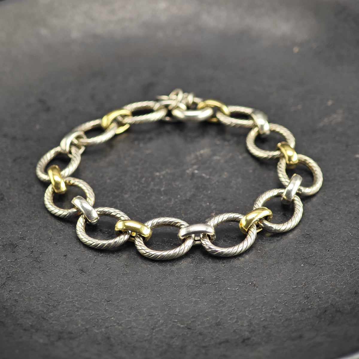 Vintage Phillip Gavriel 18K Gold Bracelet Sterling Silver Sz 6 1/2" BR3166