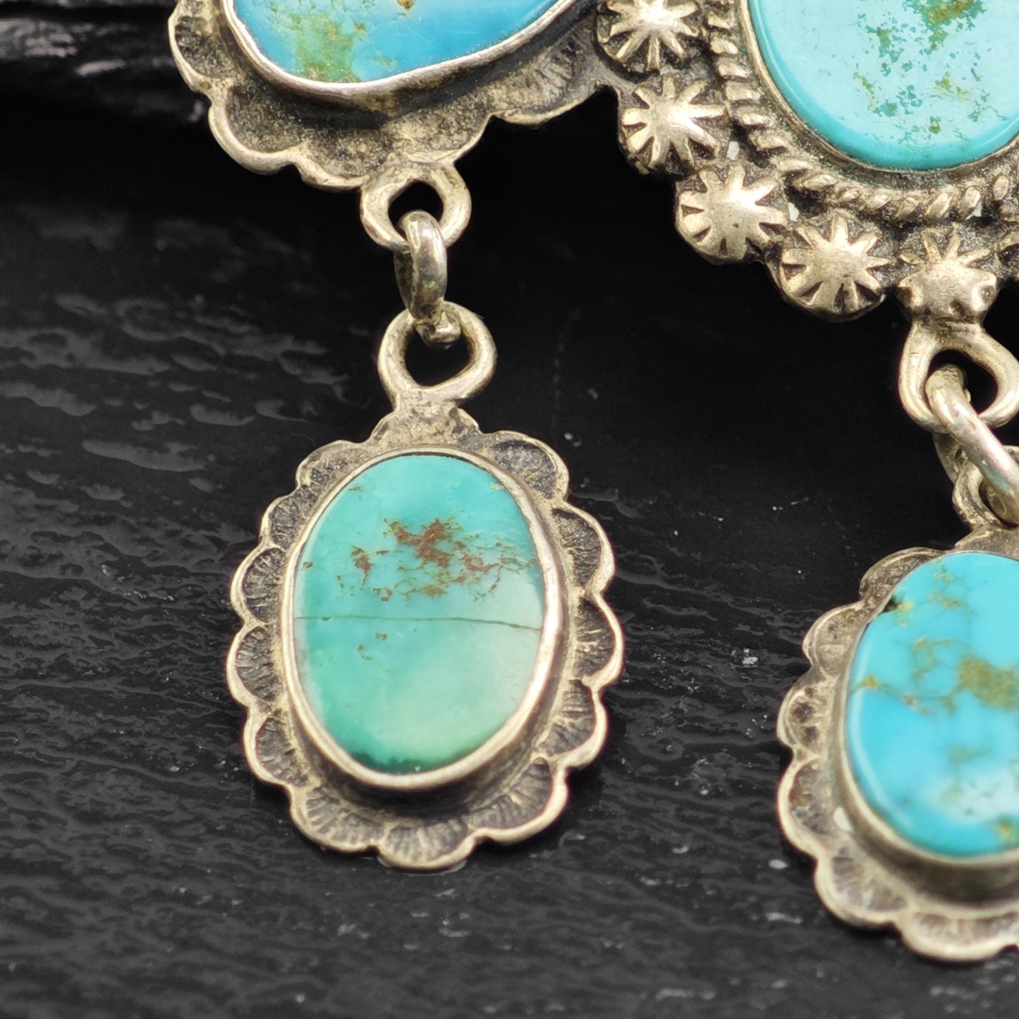 Historic, Native American Turquoise Sterling Silver Brooch