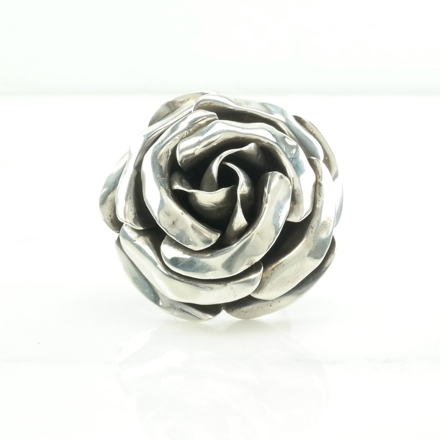 Statement Silver Ring Rose Large Sterling Size 11 1/2