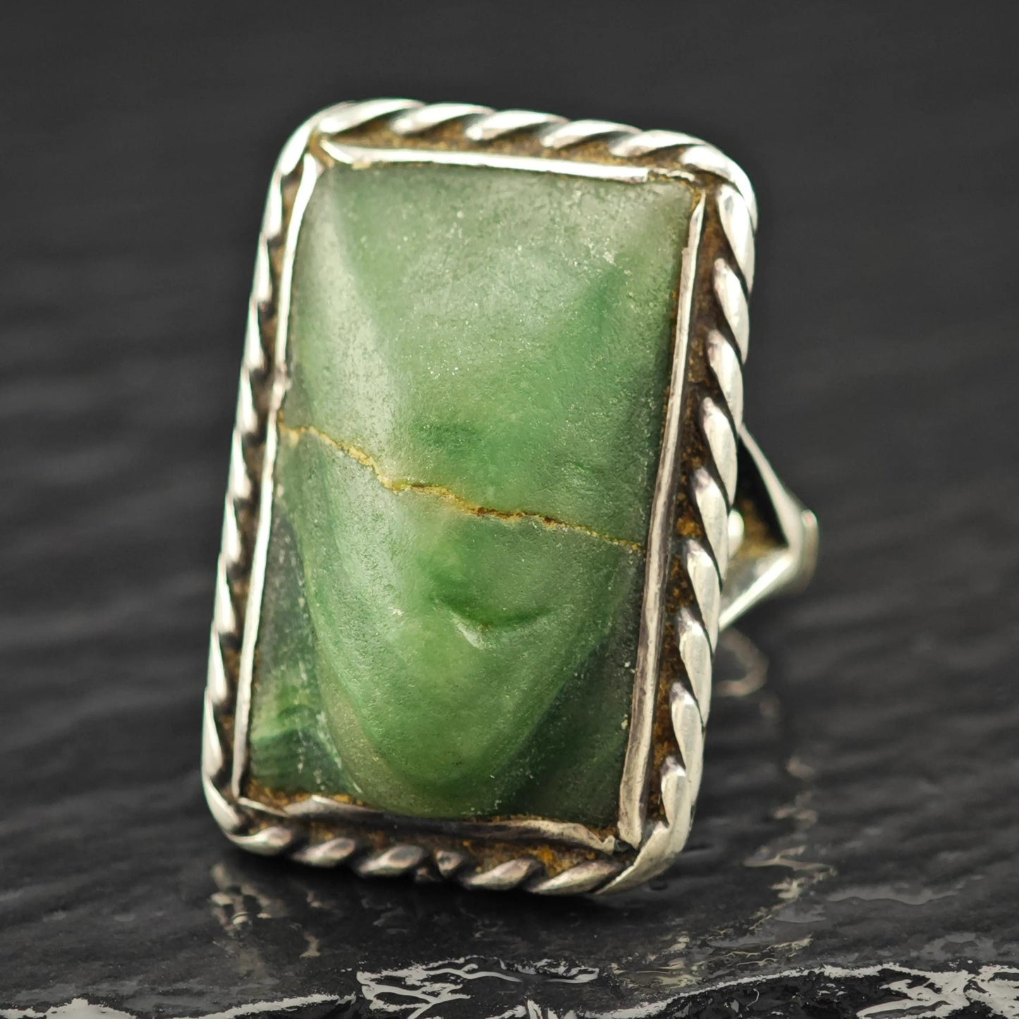AS IS Mexico Alabaster Ring Sterling Silver Sz 7 1/4 R6139