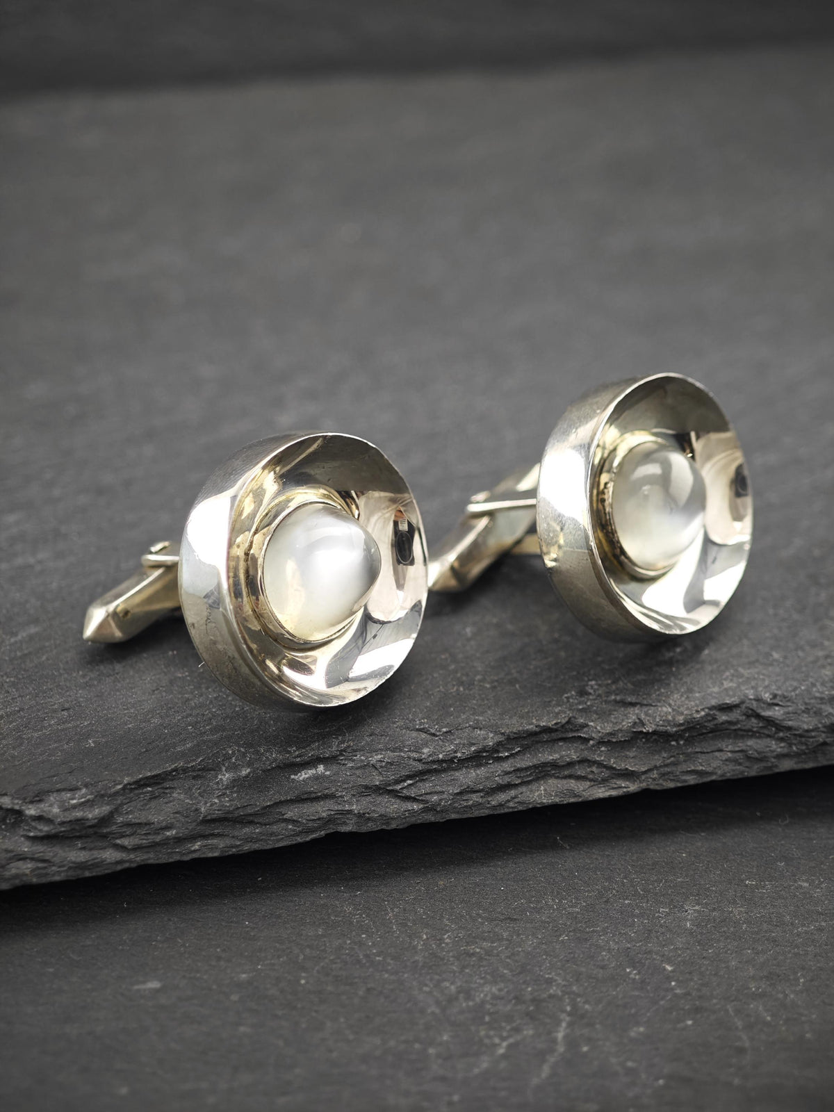 Antonio Pineda Taxco Moonstone Sterling Silver Cufflinks