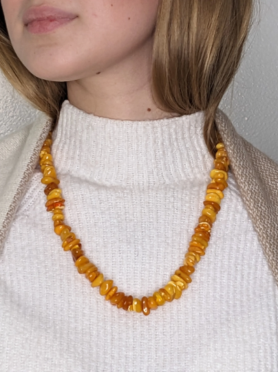 Orange Butterscotch Baltic Amber Bead Necklace 23"