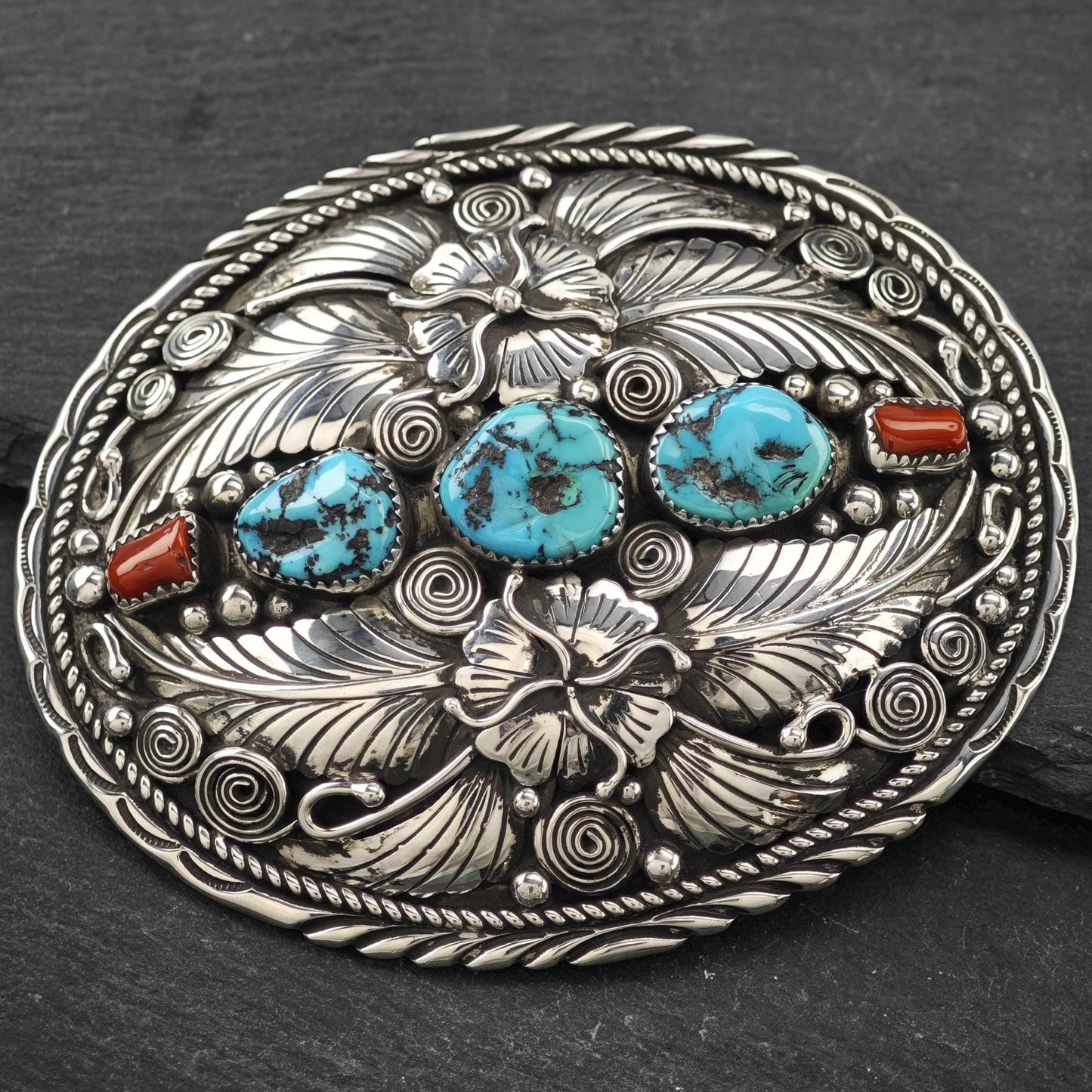 Vintage Native American Belt Buckle Sterling Silver