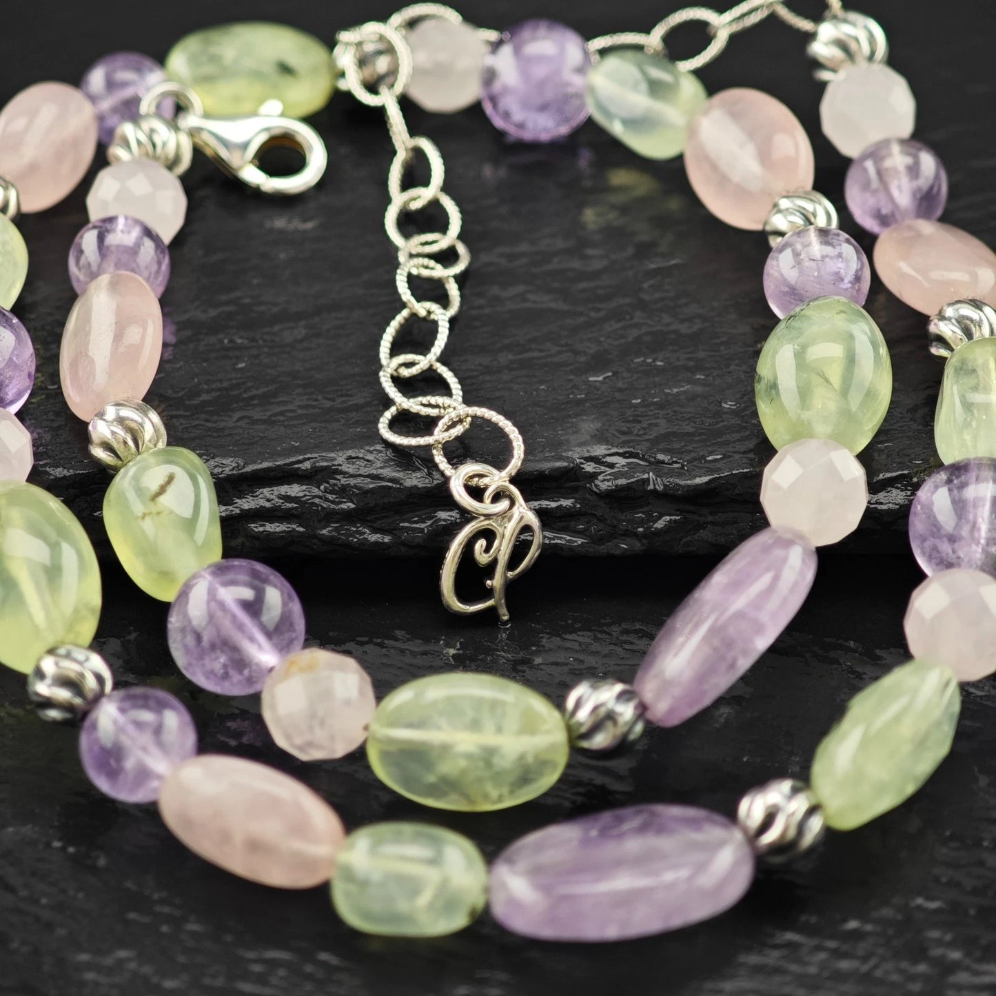 Carolyn Pollack Amethyst Prehnite Beaded Necklace N2645