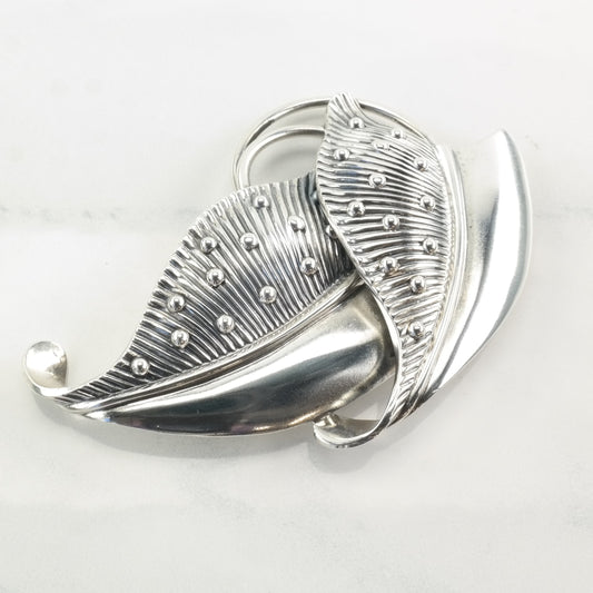 Vintage Danecraft Sterling Silver Brooch Leaf