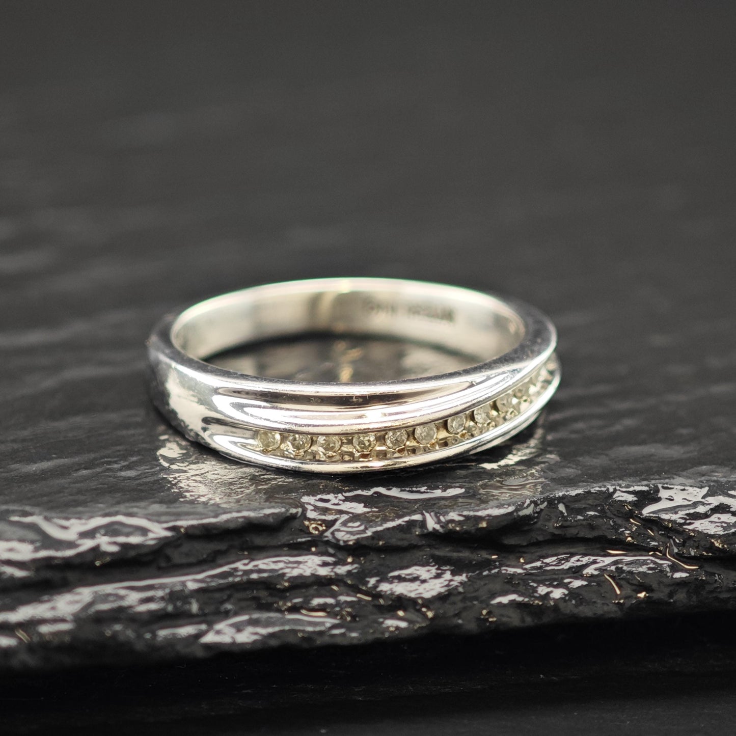 Sterling Silver 13 Diamond Band Ring Minimalist Style Size 7 R6182