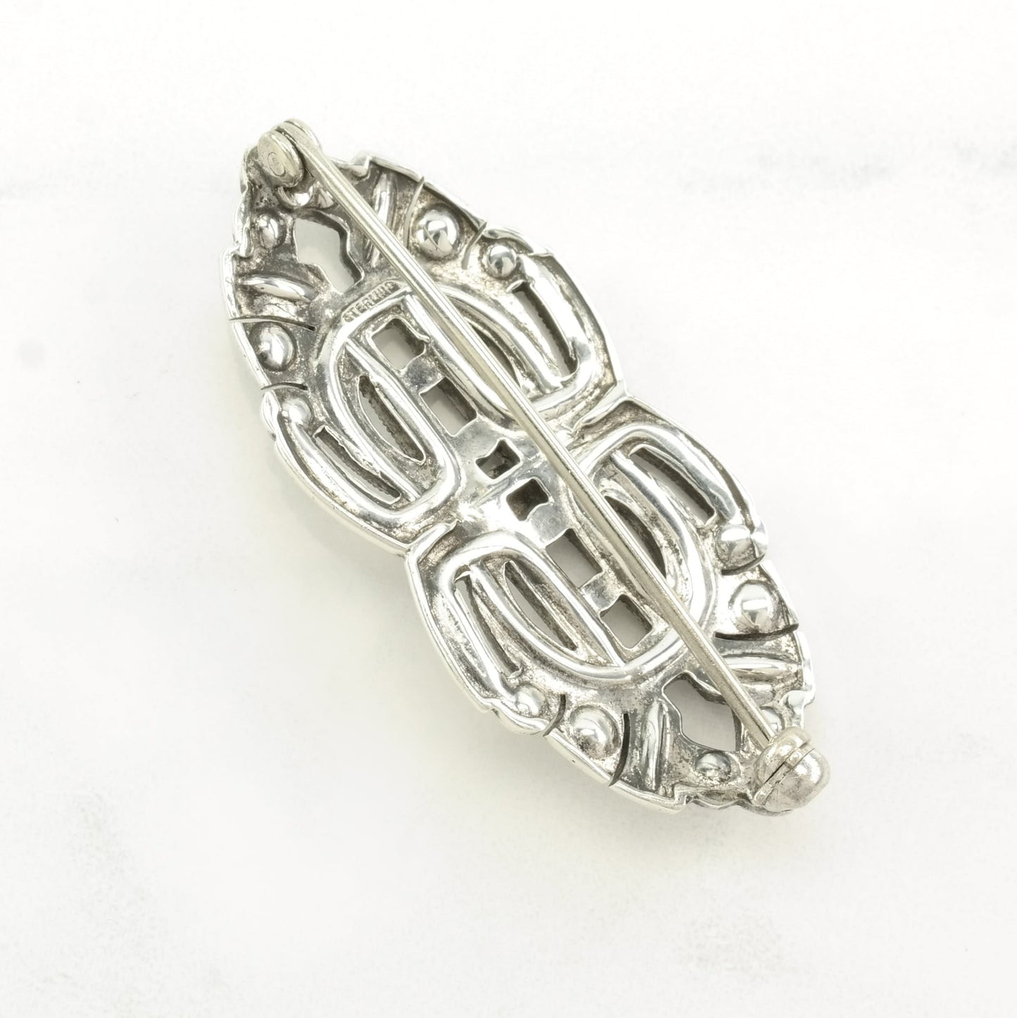 Art Deco Style Sterling Silver Brooch Missing one stone Paste